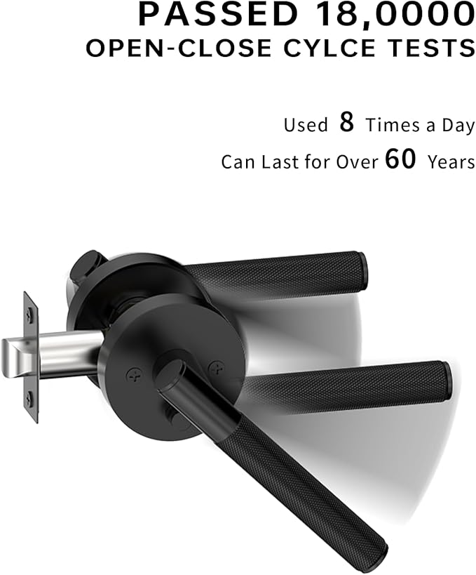 Asidrama 8 Pack Privacy Door Handles, Door Lever with Door Knobs Indoor for Bedroom or Bathroom, Heavy Duty Black Door Handles Interior with Locks for Left Right Sided Doors