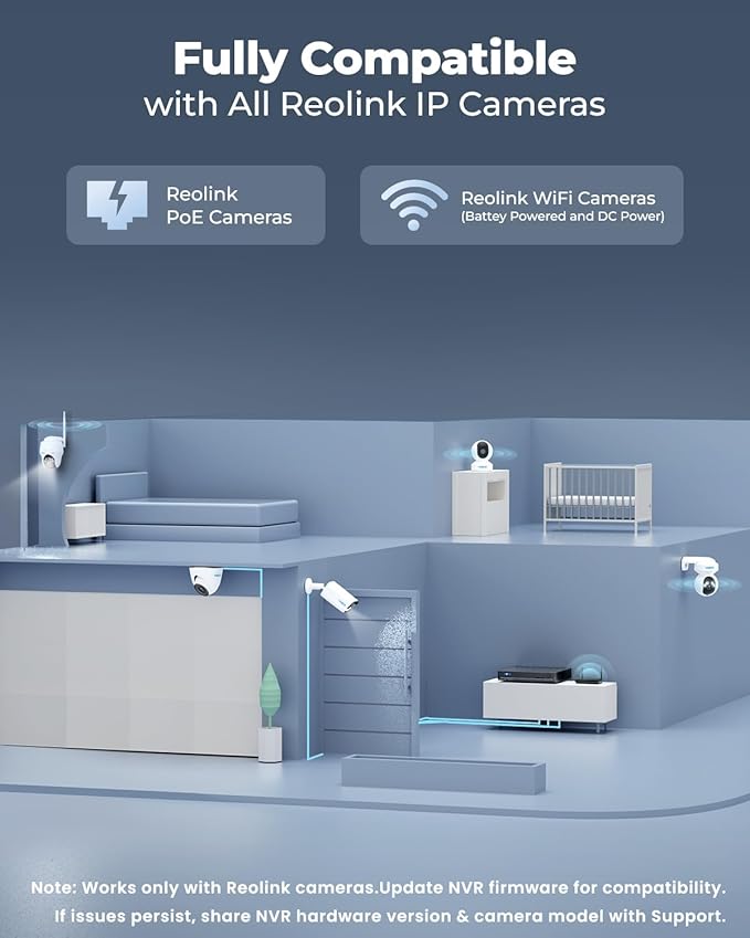 REOLINK Smart 5MP 8CH Home Security Camera System, 4pcs Wired PoE IP Cameras Outdoor with Person/Pet/Vehicle Detection, 4K 8CH NVR with 2TB HDD for 24-7 Recording, RLK8-520D4-5MP