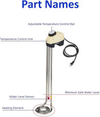 KD 1500W Immersion Bucket Water Heater, Auto Shutoff, Overheating Prevention, Auto Water Level Senor, Adjustable Thermostat, Easy-to-Use (WHITE / 1500 WATT)