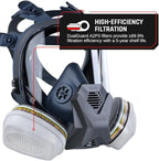 Parcil Distribution Full Face Respirator Mask with Filters – Durable Full Face Respirator Gas Mask, Bayonet Filter Compatible