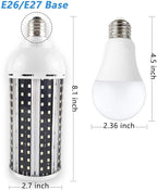 Intpro LED Light Bulb,80W LED Corn Light Bulb Lamp 8000LM E26/E27 5000K 85V~265V Super Bright Cob Light LED Garage Lights for Basement barn Workshop Warehouse Factory Porch Backyard High Bay Street