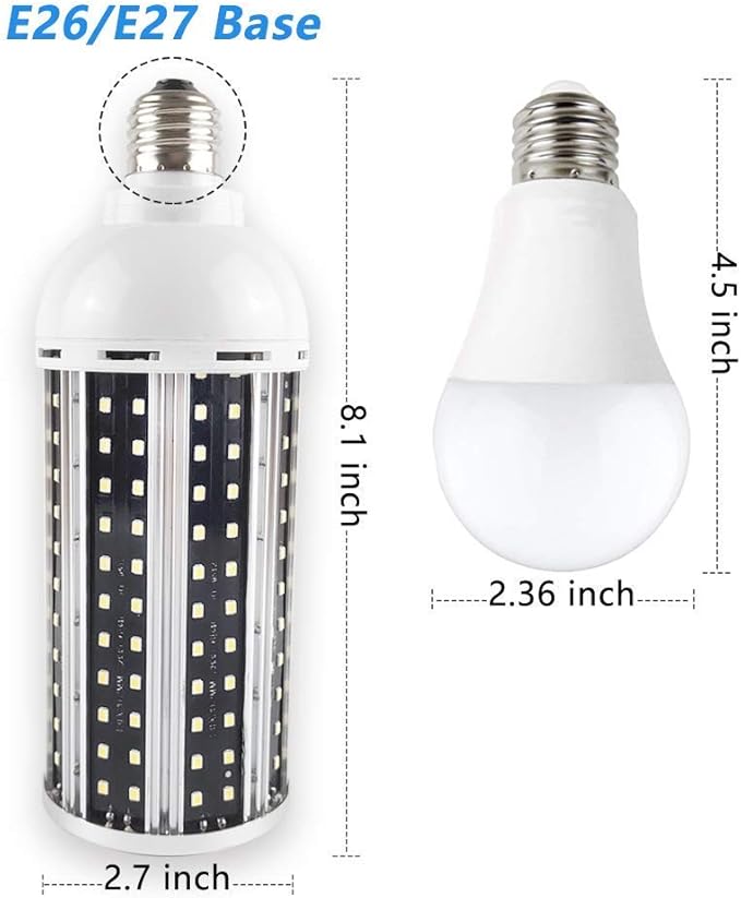 Intpro LED Light Bulb,80W LED Corn Light Bulb Lamp 8000LM E26/E27 5000K 85V~265V Super Bright Cob Light LED Garage Lights for Basement barn Workshop Warehouse Factory Porch Backyard High Bay Street