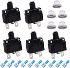 mxuteuk 5Pcs 15Amp Circuit Breakers Push Button Manual Reset 125/250V AC 32V DC,Overload Protector Switch Thermal Circuit Breakers with Quick Connect Terminals and Waterproof Button Caps ST1-5-15A