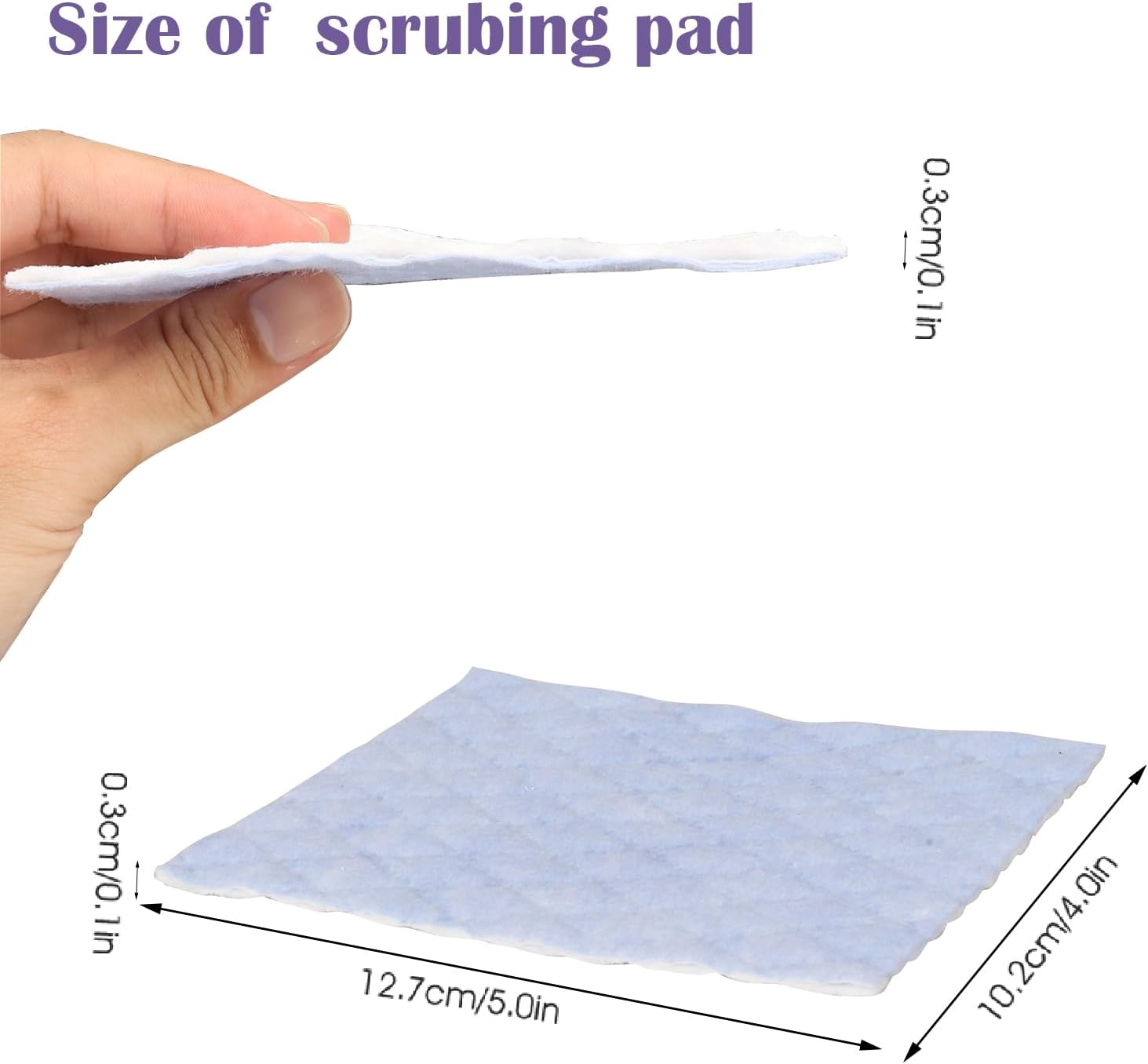 5 pcs Light Scrub Pad Singles with Foam, Triple Cleaning Scouring Pad Heavy Duty Household Non-Scratch Abrasive Hand Pad Multi Surface Magic Sponge Sheets for Home Surfaces Indoor Cleaning