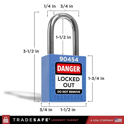 TRADESAFE Lockout Tagout Locks Set - 10 Blue Loto Locks, Lockout Locks Keyed Different, 2 Keys Per Lock, OSHA Compliant Lock Out Tag Out Padlocks, Safety Padlocks for Electrical Lockout Tag Out Kits