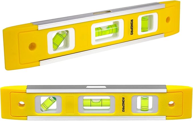 9 Inch Torpedo Level, Magnetic Box Level with 45°/90°/180° Bubbles, Shock Resistant Bubble Level Tool for Measuring - 2 PCS