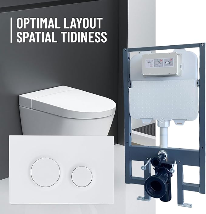 Wall Hung Toilet Tank with Dual Flush Plate,Compatible with TOTO YT930WH,Toilet Replacement Parts with Easy Installation,Toilet Flush Button with Water Saving,Durable Plastic Material,White