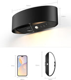 Motion Sensor Night Light, Rechargeable 5000mAh Battery Wall Sconce with Remote, 18 Colors, Dimmable, Timer, for Bedroom, Hallway, Stairs, Bathroom, Living Room (2-Pack, Black)