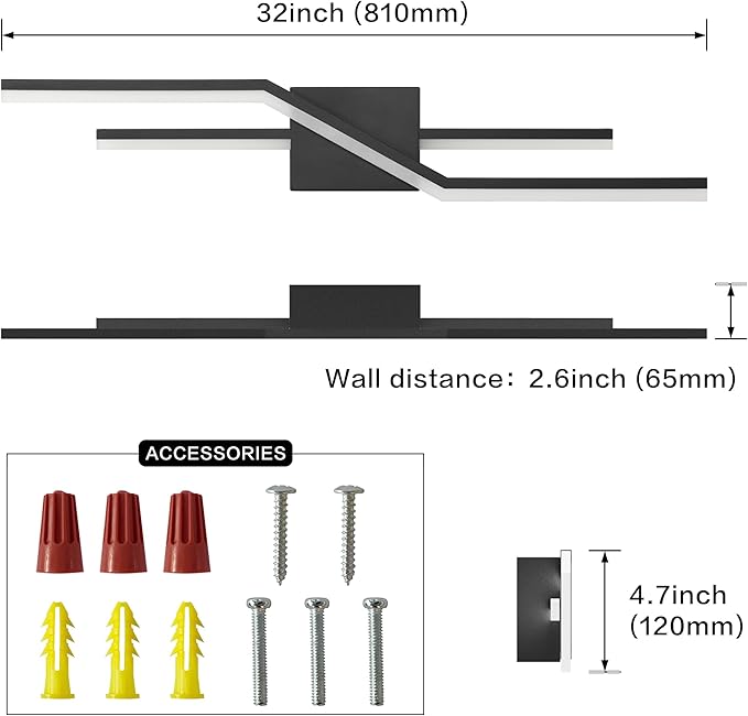 SOLFART Bathroom Lights Over Mirror Dimmable 32 Inch Modern Black Vanity Lights for Bathroom LED Vanity Lighting Fixtures