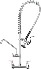 Commercial Faucet with Sprayer for Kitchen Staff: 36 Inches Commercial Faucet Pre Rinse Sprayer 8 inch Center Wall Mount Kitchen with 12 inch Add on Spout