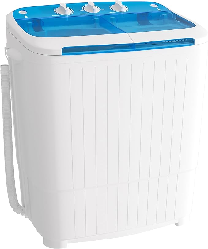 Superday Portable Washing Machine, 17.6lbs Small Washing Machine and Spin Dryer Combo, Mini Twin Tub Laundry Machine for Camping, Apartments, Dorms, College Rooms, RV, Delicates, Blue