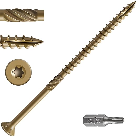 #10 * 4" Deck Screws, (106pcs) 2 lbs.Exterior Wood Screws, Rust Resistant epoxy Coated, Bronze, T25 Star Bit