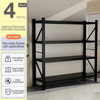 Storage Shelves Heavy Duty, Metal Garage Shelving Units, 4 Tier Storage Rack Shelf, Steel Industrial Shelving, Adjustable Standing Shelf for Basement/Warehouse (Black, W41.34*D19.69*H78.74)