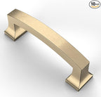 Asidrama 10 Pack 3 Inch(76mm) Hole Centers Brushed Brass Kitchen Cabinet Handles, Gold Cabinet Pulls Kitchen Cabinet Hardware for Cupboard Drawer Pulls