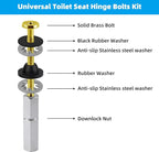 Hibbent 4 PCS Universal Toilet Seat Bolts Kit, Heavy Duty Solid Brass Toilet Bolts with Extra Long Stainless Steel Downlock Nuts Rubber Washers Gaskets, Easy to Install - Bathroom Toilet Repair Screw
