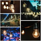 Hometown Evolution, Inc. E26 Commercial String Lights with 16 Gauge Wire (24 Foot 12 Socket, S14 Lantern Edison 11 Watt Bulbs)