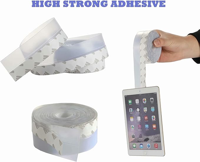 Weather Stripping Door Seal Strip,Door Strip Bottom for Doors Silicone Sealing Sticker Adhesive for Doors and Windows Gaps of Anti-Collision Silicone 5M/16FT (35MM, Transparent)