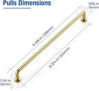 JOY DECOR Cabinet Pulls – 8-3/4 Inch Hole Center, Polished Brass, 5 Pack, Zinc Alloy Cabinet Handles for Drawers & Cupboard – Vintage Style Hardware for Kitchen, Bathroom, Dresser, Furniture Makeover