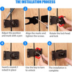 2 Packs Keyed Hasp Locks Twist Knob Keyed Locking Hasp for Small Doors, Cabinets and More,Stainless Steel Steel, Hasp Lock Catch Latch Safety Lock Door Lock with Keys (3inch, Bliack)