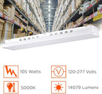 105 Watt 4 Foot High Bay | 5000K Daylight High Output 14079 Lumens | Wired 105W 120-277V High Bay | 50000 Life Hours 134LM/w | 1 Pack by GoodBulb