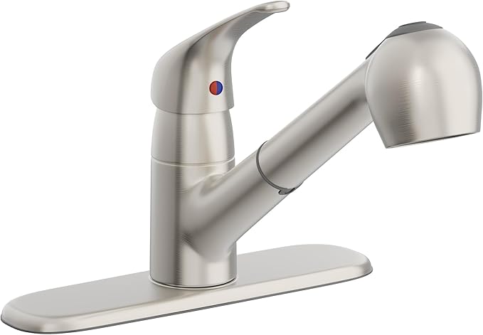 PROFLO PFXCM1M2067 Edgebrook 1.5 GPM Single Hole Pull Out Kitchen Faucet - Includes Escutcheon - Brushed Nickel