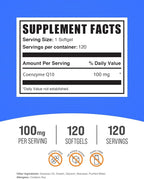 BulkSupplements.com CoQ10 100mg Softgels - Coenzyme Q10 100mg Supplement, Co Q-10 Softgels - Heart Health Support, Gluten Free, 1 Softgel per Serving, 120 Count (Pack of 1)