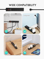 PLUGUTL 2 Pack Surge Protector (980 Joules), Flat Plug Power Strip, 4FT Extension Cord with Multiple Outlets, 6 Outlets, ETL Listed, 14 Gauge, Wall Mountable for Home Office Garage, Black