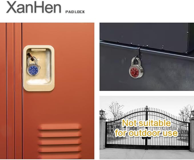 Combination Padlocks with Metal Body, Indoor Use for Gym Lockers & School Locker,Blue, 8-Pack