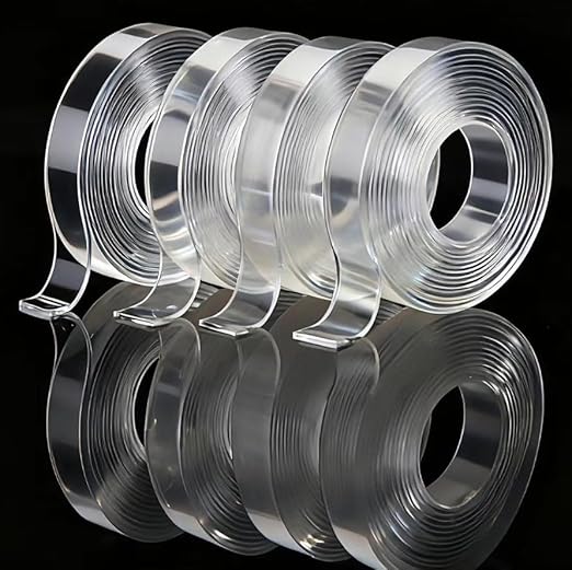 4Rolls Thicker 2mm, Nano Double Sided Mountinging Heavy Duty Tape, 2 Sides Sticky Tack Tape for Painted Walls AC Hanging Clear, 0.7in×10fts, 40fts Total Long (Thicker. 4 pack×0.7''×10fts)