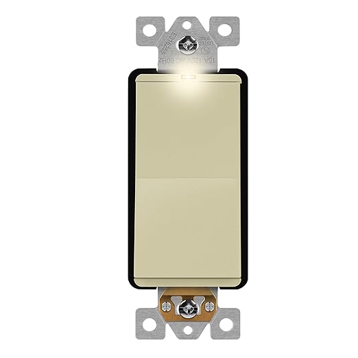 LIDER Minimalist Design Matte Finish Lighted 4-Way Decorator Light Switch, Four Way Frameless Rocker Switch, Residential/Commercial Grade, 15A 120V/277V, UL Listed, LS15-4W-I, Ivory