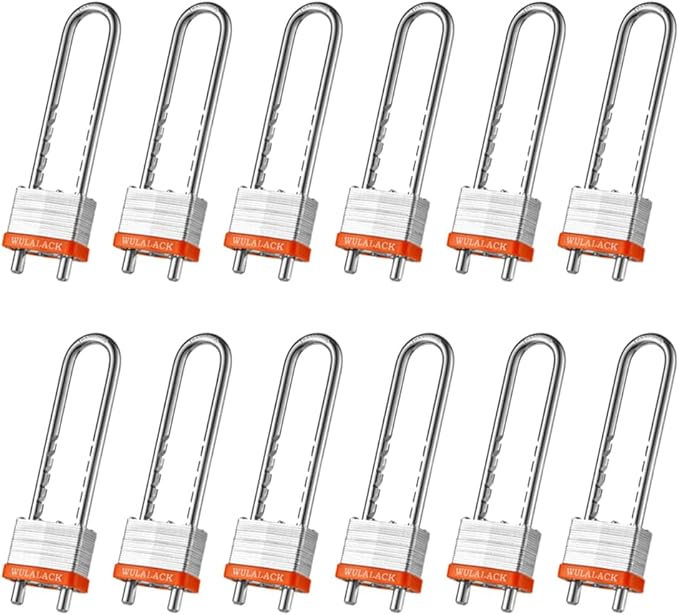 2" Long Shackle Cabinet Lock，12 Pack Laminated Padlocks with Extra Long Extended Adjustable Shackle