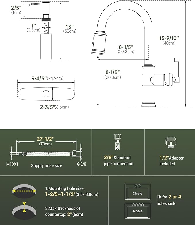 Touchless Kitchen Sink Faucet with Soap Dispenser Brushed Nickel, DAYONE Smart Motion Sensor Hands Free Faucet Kitchen with 3-Function Sprayer for Single/ 3-Hole Sink, DAY136TL-BN