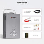 CAMPLUX Portable Water Heater 1.58 GPM, BW158G Propane Water Heater Outdoor, 41,000 BTU, Camping Shower, Easy to Install, Gray
