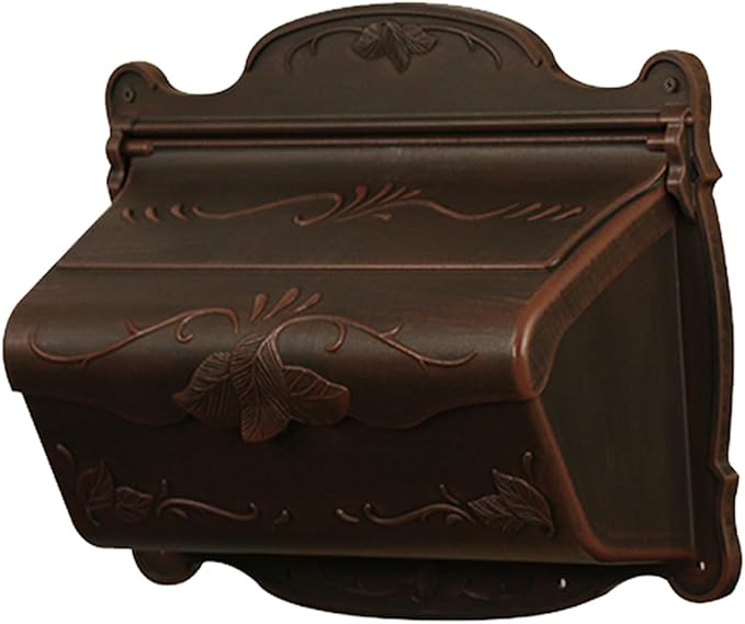 Special Lite Floral Horizontal Wall Mount Mailbox - Copper Aluminum Mailbox for Wall Mount - SHF-1001-CP