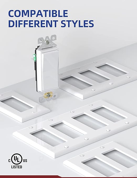 AIDA 20 Pack 3 Way Switch Decora Switch White, Electric Switches,Light Switch15Amp, 120/277 Volt, 3 Way Rocker Switch, Wall Replacement, Self-Grounding, Residential Grade, UL Listed