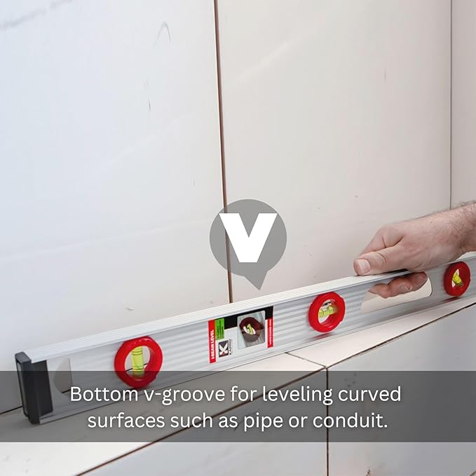 Kapro - 130 Project I-Beam Level - Features V-Groove, Horizontal, Vertical + 45° Vials - Aluminum Frame + Handle + ABS End Caps - 24 Inch