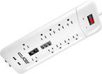 Digital Energy 10-Outlet Straight Plug 4050 Joules Heavy Duty Surge Protector (8 FT, WHT)