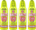 HALT! Fire Fighting Foam Spray – Non-Toxic, PFAS Free, Easy to Use, Store, and Find in Emergency – Compact & Portable – Ideal for Home, Kitchen, Apartment, Car, BBQ, Tailgate – Made in USA (4-Pack)