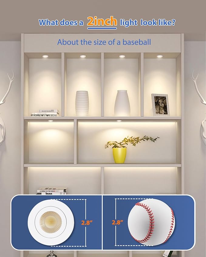 Adetu 2 Inch 5CCT Gimbal Led Recessed Lighting with Junction Box, 360°+90° Adjustable Recessed Can Lights, 2700K/3000K/3500K/4000K/5000K Selectable, 5W Eqv 50W, 550LM Brightness - ETL (White,6 Pack)