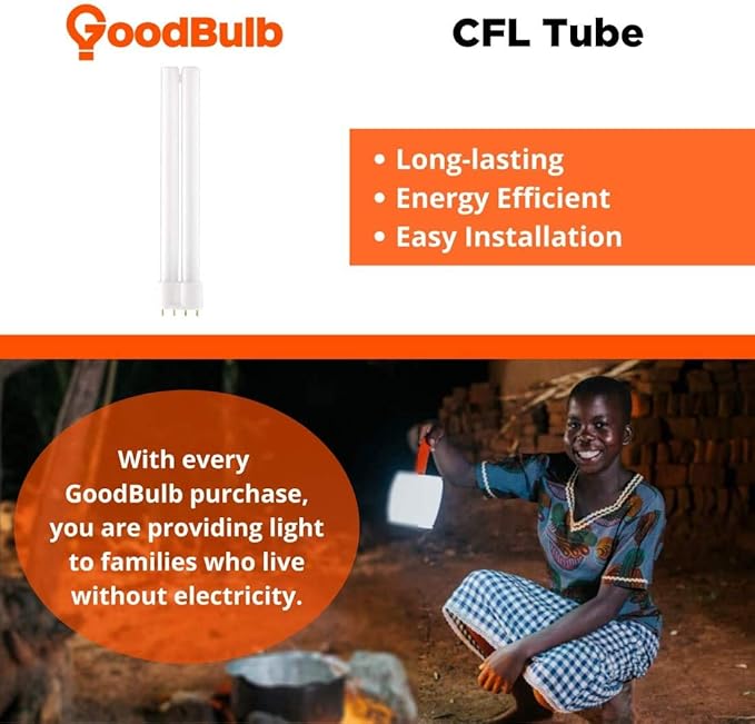 GoodBulb PLL18/850 18W 10.5" Twin Tube Compact Fluorescent Light Bulb 4-pin 2G11 Base 5000K Daylight 1050 Lumen Car Dealership Lighting Pack of 10