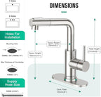 CREA Kitchen Faucet with Pull Down Sprayer - Pre Wet Bar Sink Faucets Single Hole/Handle - Brushed Nichel Stainless Steel Small Faucet for Mini Sink RV Outdoor Utility Laundry Room Faucet