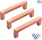 10 Pack Cabinet Pulls 3.75 Inch Hole Center Brushed Copper Square Cabinet Handles Dresser Drawer Pulls Modern Bathroom Cupboard Handles Stainless Steel Kitchen Cabinet Hardware