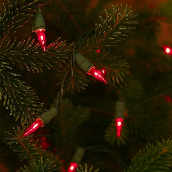 Novelty Lights 11 Feet 50 Bulbs Traditional Incandescent Mini Lights, Pink on Green Wire with 2.5" Spacing, Commercial Grade and UL Listed for Indoor/Outdoor Use, End-to-End Connectable