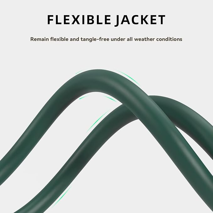 25ft Outdoor Extension Cord - 16/3 Heavy Duty SJTW Waterproof Green Electrical Cable with 3 Prong Grounded Plug for Safety, Great for Lawn and Major Appliances