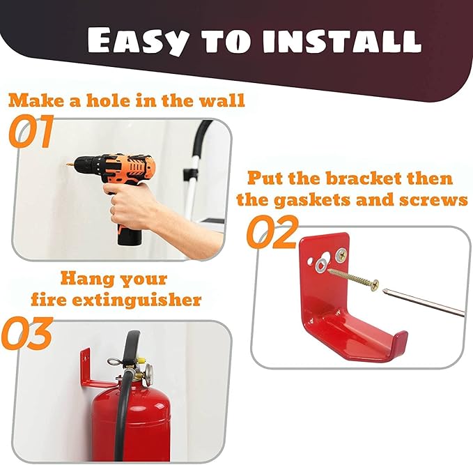 Fire Extinguisher Mount, Wall Hook, Fire Extinguisher Bracket up to 40 lbs Extinguishers, Suitable for Big and Small Fire (1 Bracket)