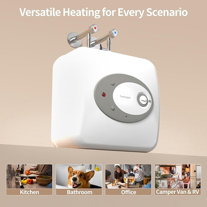 Electric Mini Tank Water Heater-4 Gallon Under Sink Instant Hot Water for RV, Camper, Kitchen, Food Truck, 120V 1500W, Wall or Floor Mounted