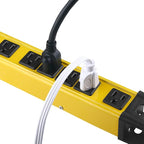 Heavy Duty Power Strip Surge Protector - 6 Outlet Industrial Strip with 15A, 25 FT Cord, 1200 Joules - ETL Listed Yellow Metal for Shop, Workshop, Garden