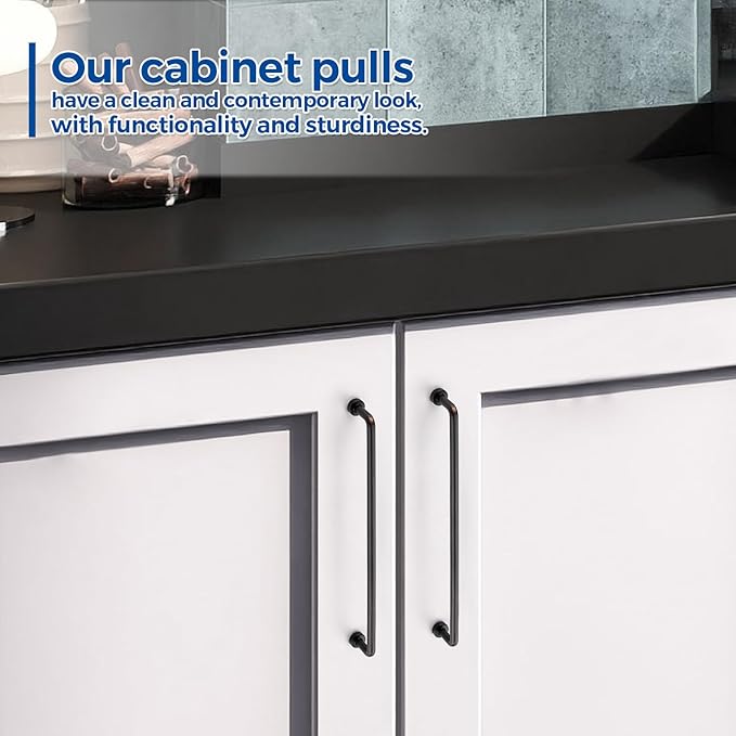 JOY DECOR Cabinet Pulls – 8-3/4 Inch Hole Center, Oil Rubbed Bronze, 5 Pack, Zinc Alloy Cabinet Handles for Drawers & Cupboard – Vintage Style Hardware for Kitchen, Bathroom, Dresser