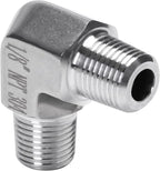 90 Degree Street Elbow - 1/8" NPT Male to 1/8" NPT Male Stainless Steel 304 Heavy Duty Forged Barstock Street Elbow Adapter Pipe Fitting (pack of 5)