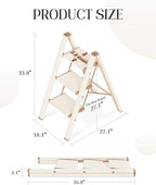 GameGem 3 Step Ladder, Aluminum Folding Step Stool with Anti-Slip Sturdy and Wide Pedal, Lightweight Portable Stepladder for Home and Kitchen Use Space Saving, 330 lbs, Chocolate White